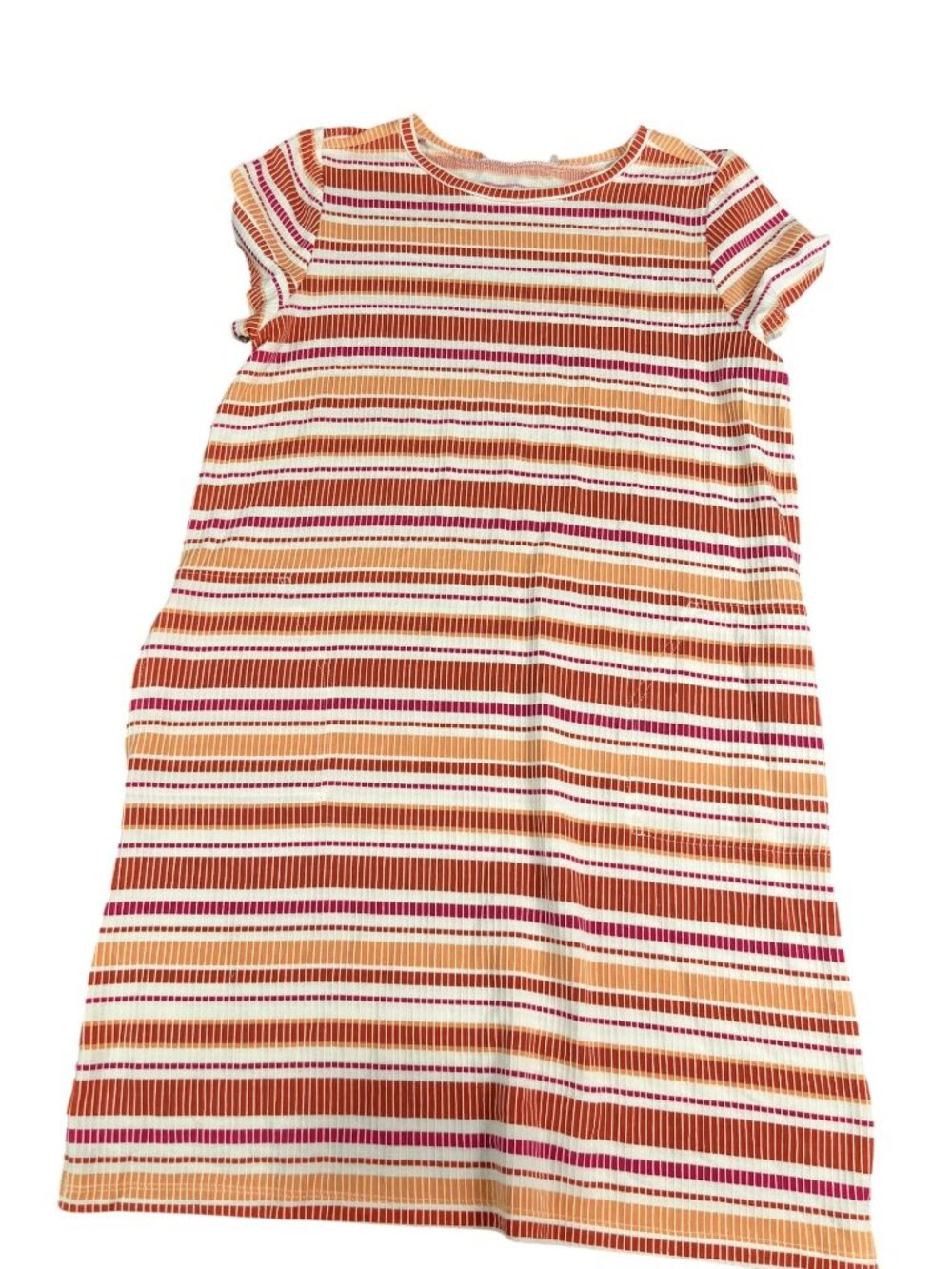 Striped Loft T-Shirt Dress Orange Red White Short Sleeve Medium Petite